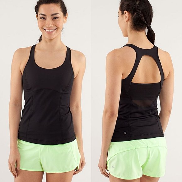 lululemon athletica Tops - Lululemon RUN:Pace Mesh Keyhole Tank Top in Black